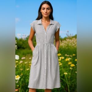 The Gap mid length striped cap sleeve dress. Pockets, lined Sz sm FINAL price